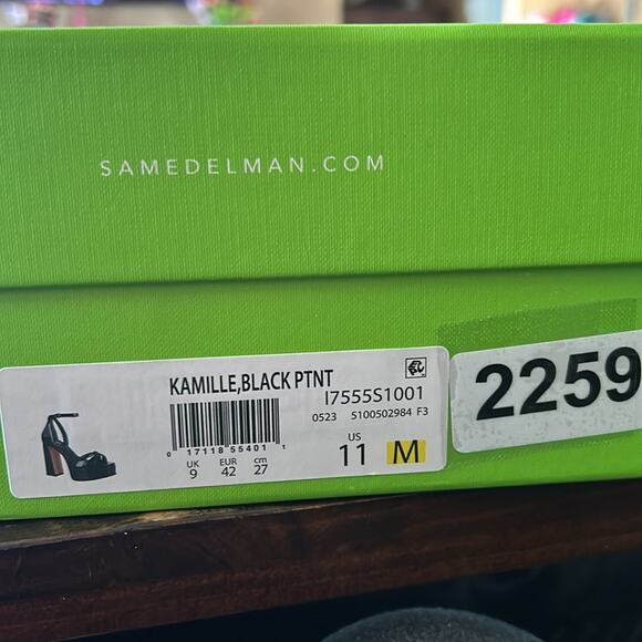 Sam Edelman Kamille Black Patent Platform Strappy Heels Ankle Strap NEW 11 - Picture 10 of 10